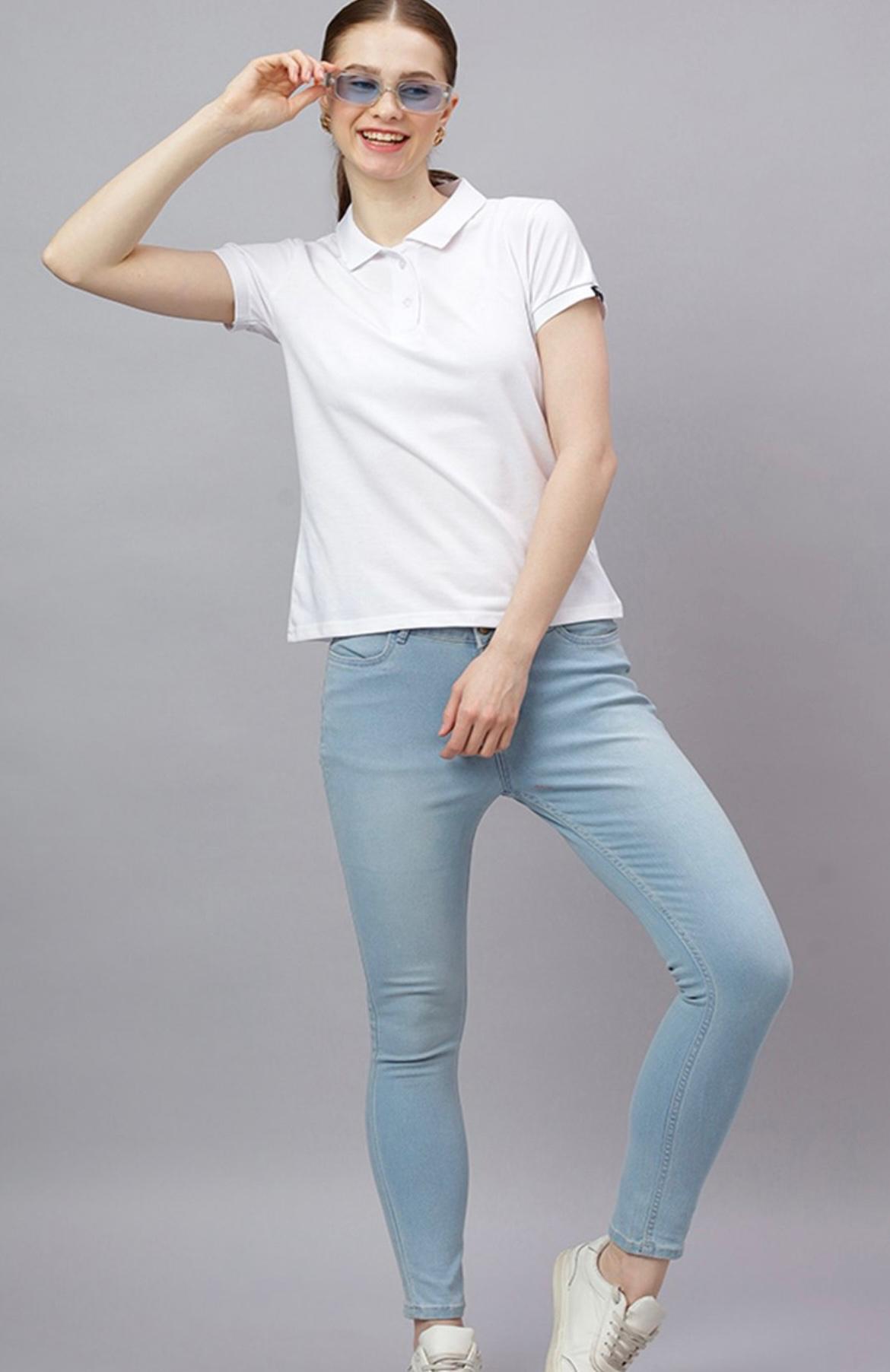White Polo T-shirt For Women