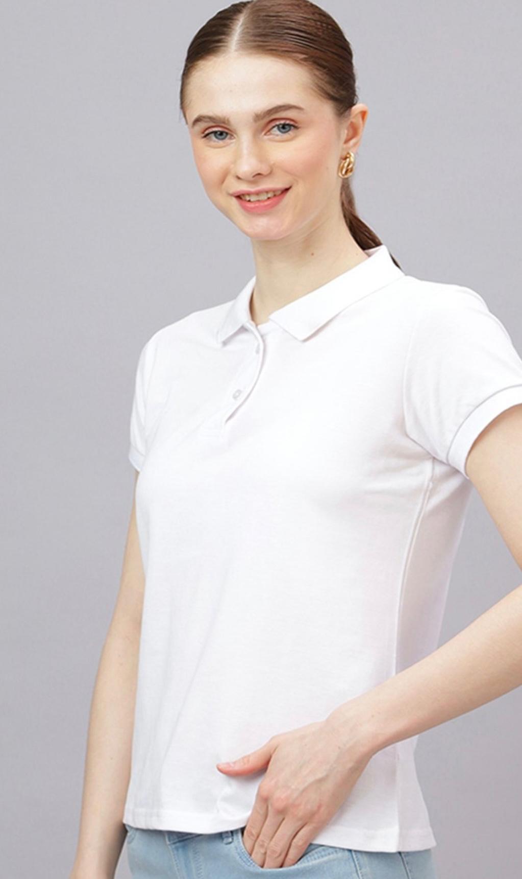 White Polo T-shirt For Women