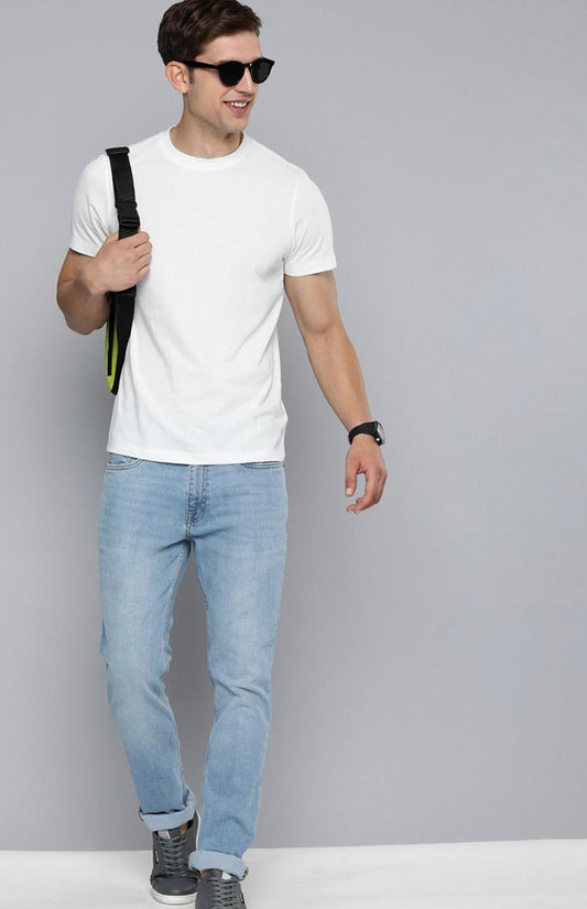 White Regular Fit T-shirt for men