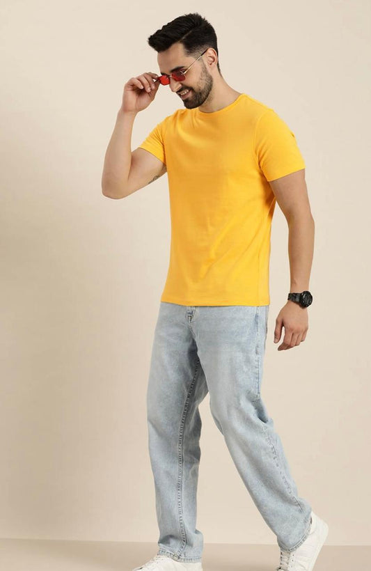 Yellow Regular Fit T-shirt for men