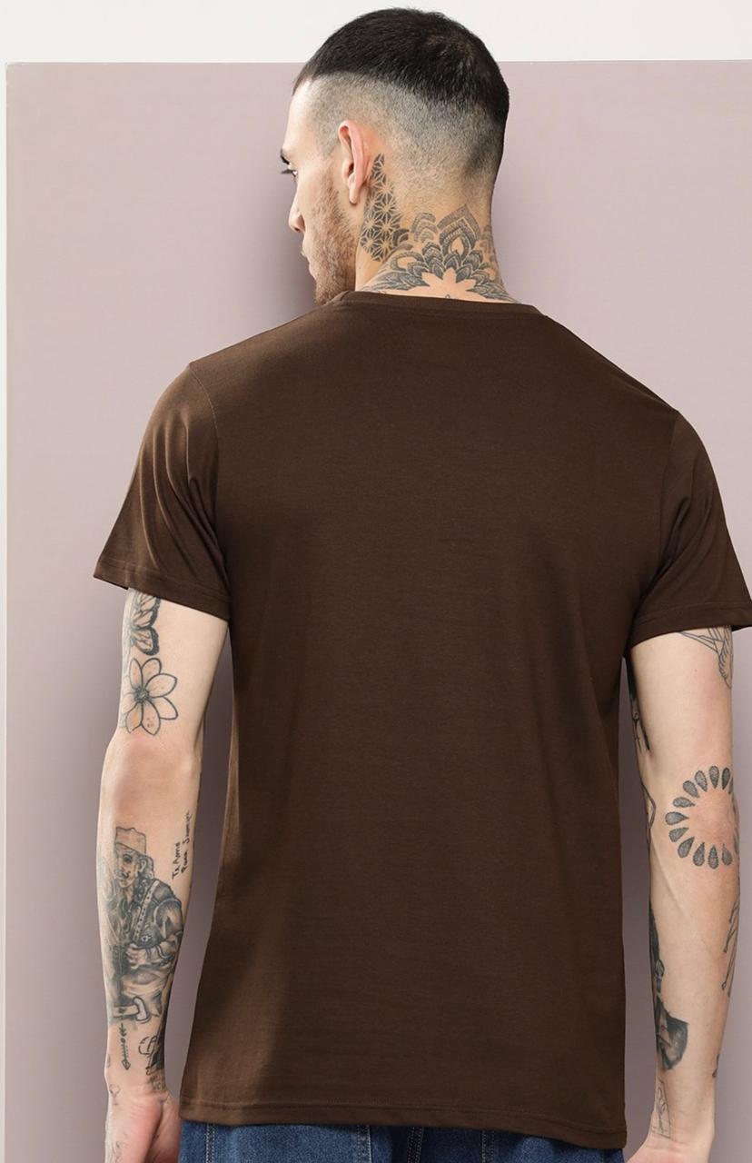 Dark Brown Regular Fit T-shirt for Men