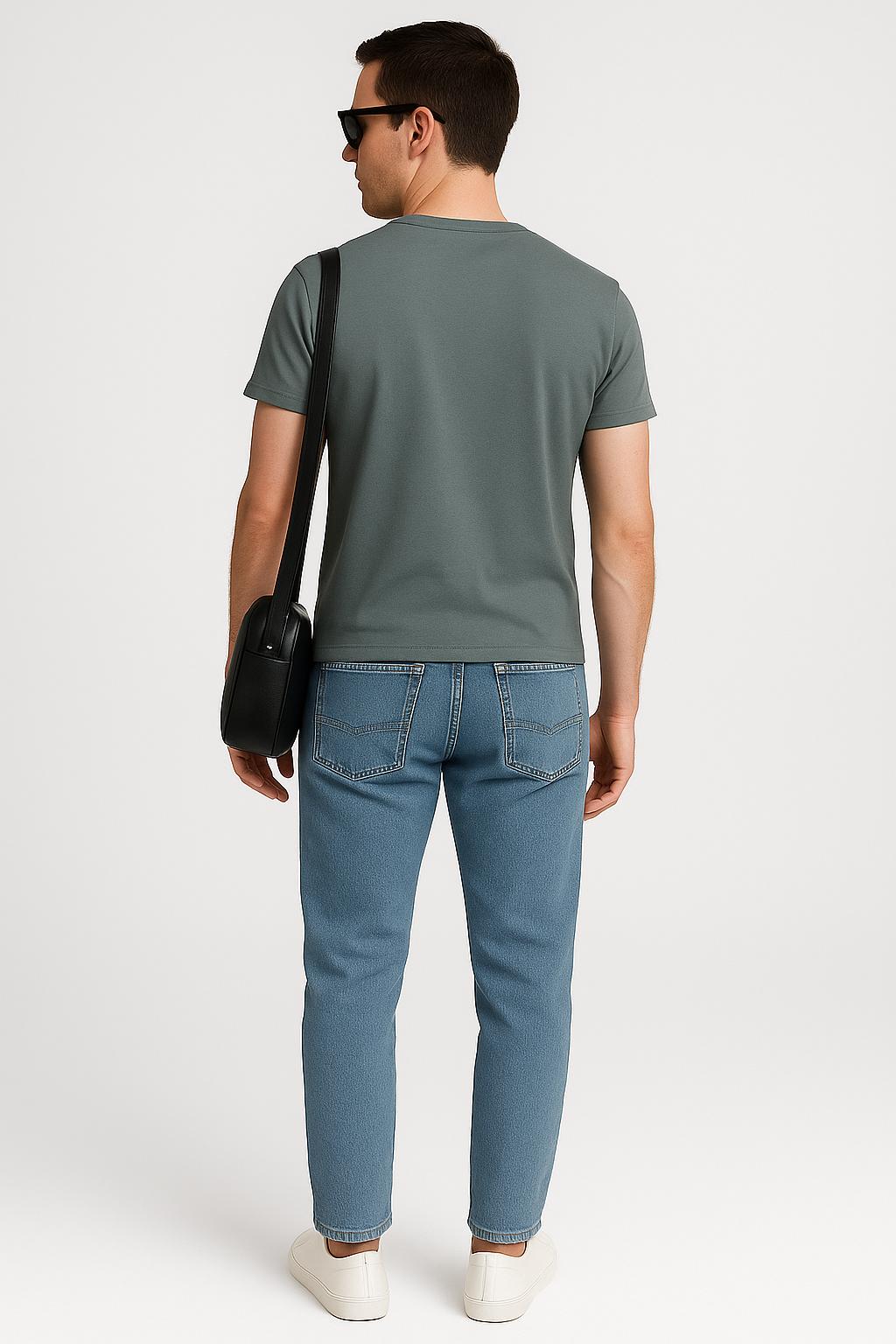 Gray Regular Fit T-shirt For Men